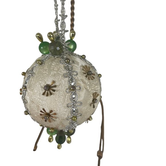 Vintage Satin and Beaded Handmade Ornaments Set of 5 - Picture 6 of 7